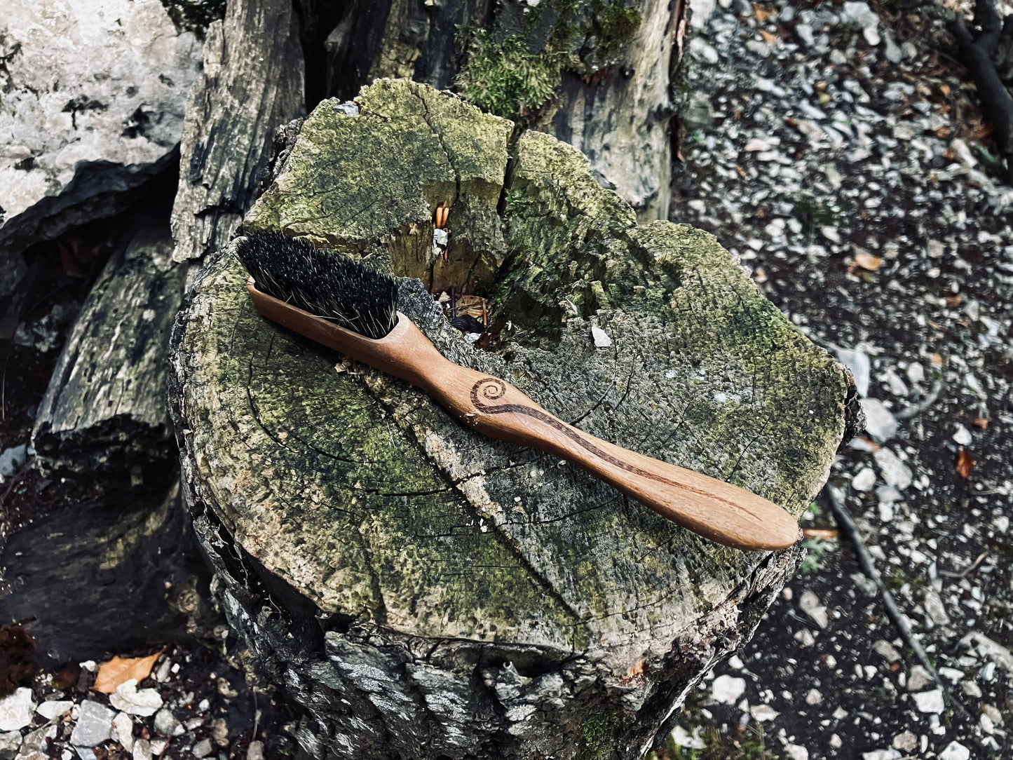 Ammonite (walnut wood) climbing brush with replaceable hair-Size S