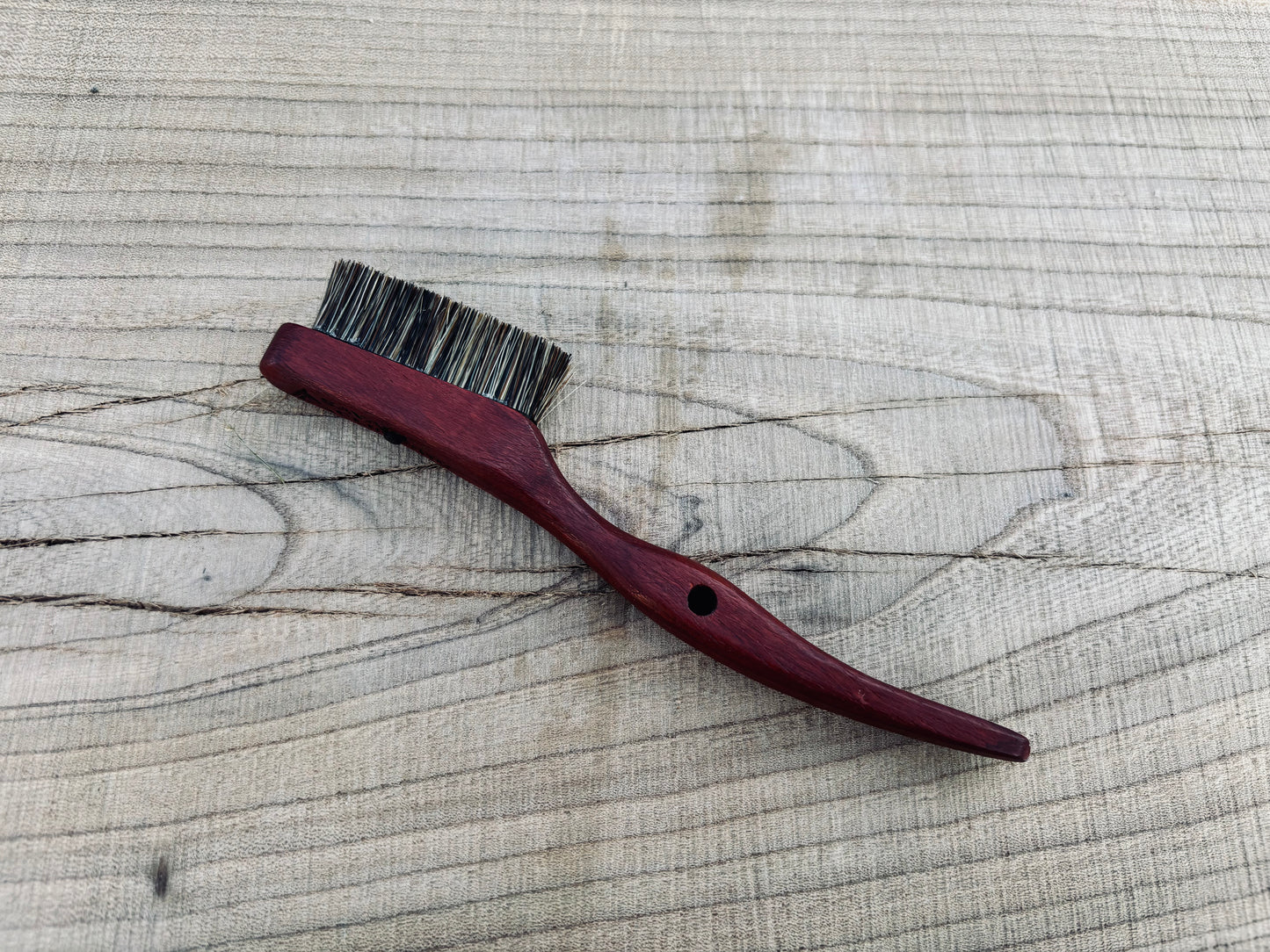 Dragon tooth climbing brush with replaceable natural boar hair-Size S African rosewood