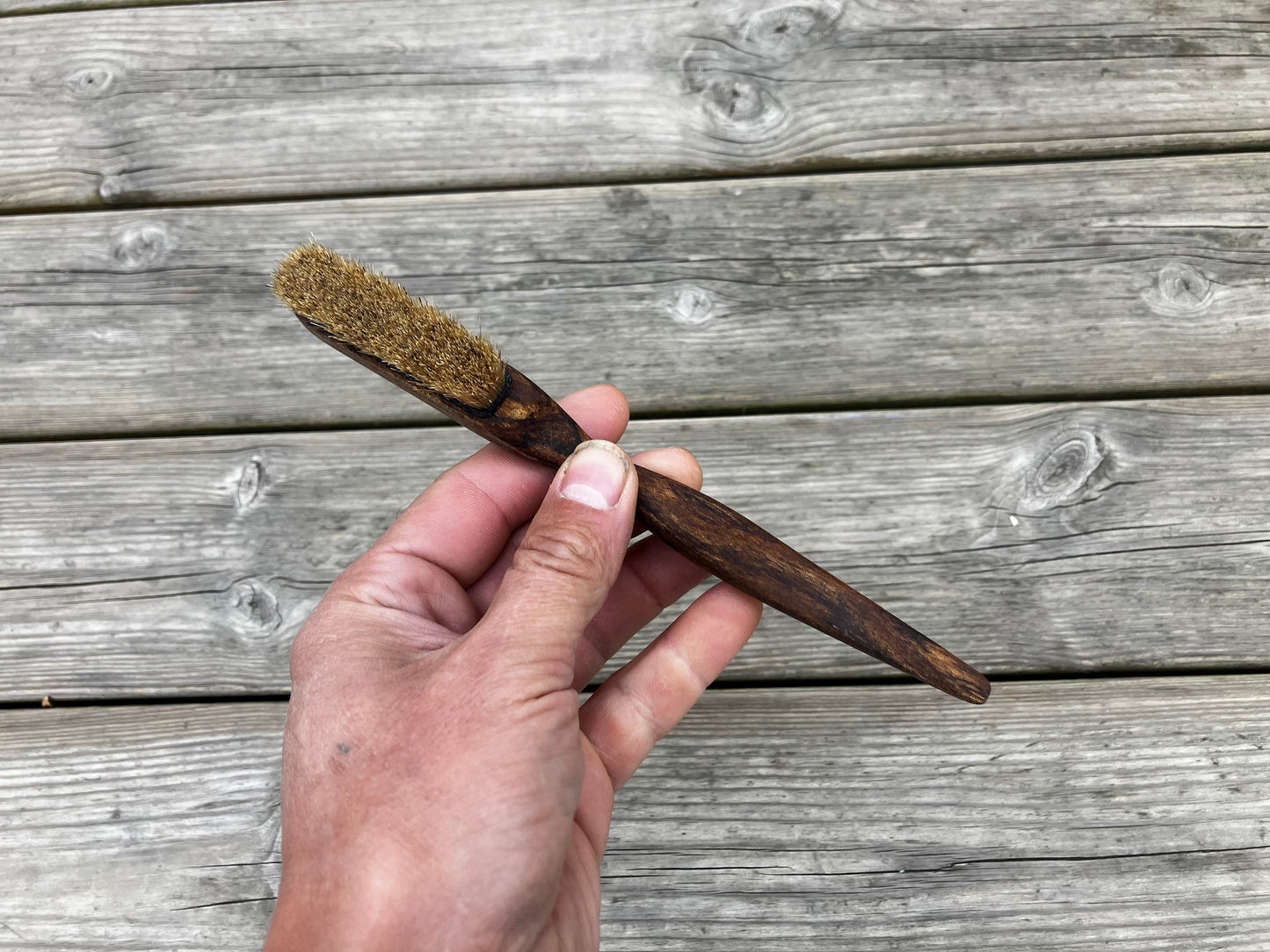 Dragon tooth climbing brush with replaceable natural boar hair-Size S Ovangkol