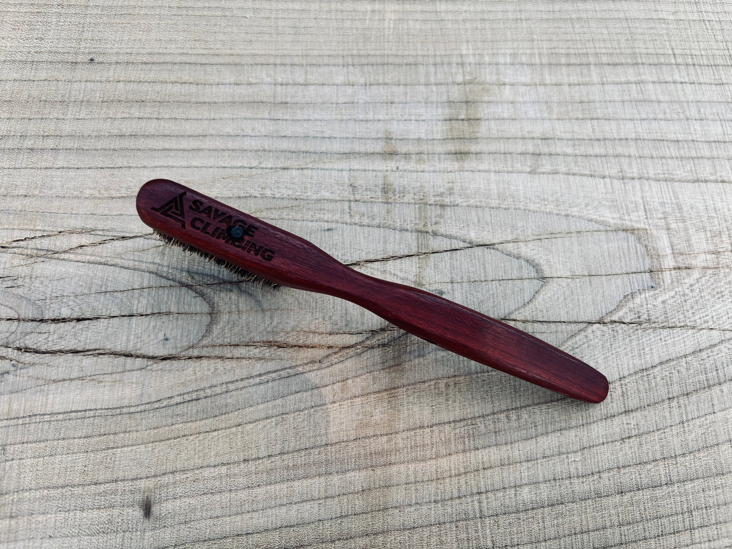 Dragon tooth climbing brush with replaceable natural boar hair-Size S African rosewood